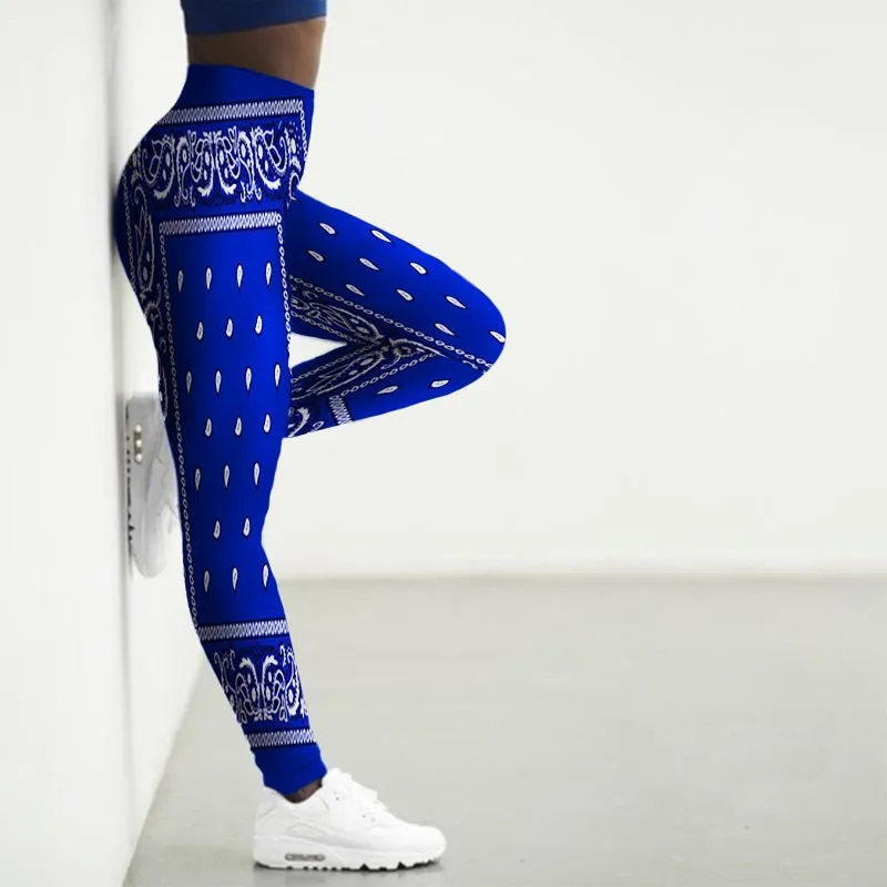 Wjczt 3D Bandana Pattern Printed Sport Leggings Women Yoga Pants Gym Clothing Femme Seamless Leggins for Female Leginsy Damskie