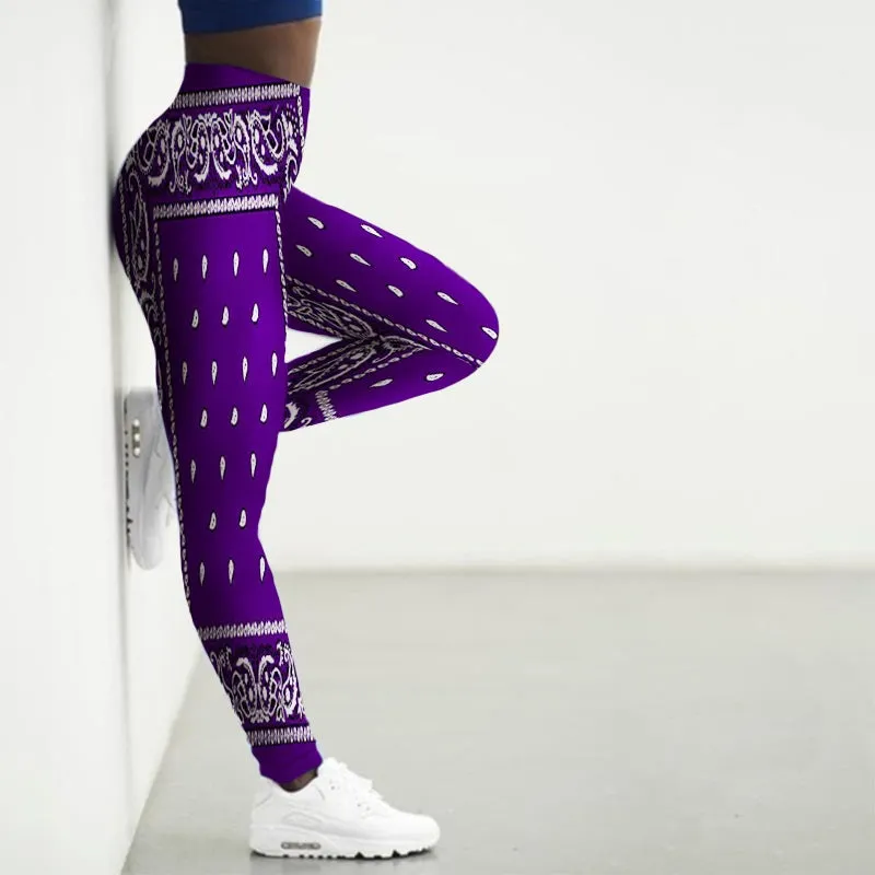 Wjczt 3D Bandana Pattern Printed Sport Leggings Women Yoga Pants Gym Clothing Femme Seamless Leggins for Female Leginsy Damskie