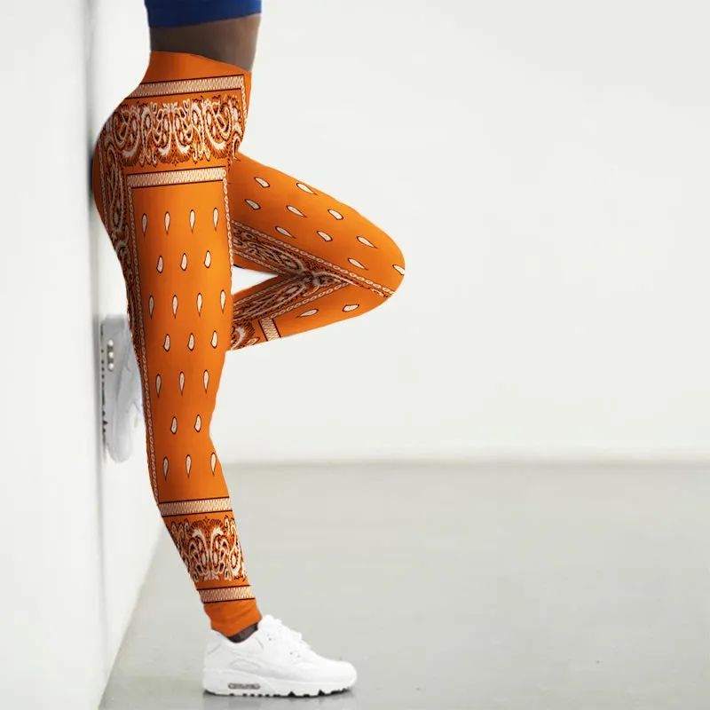 Wjczt 3D Bandana Pattern Printed Sport Leggings Women Yoga Pants Gym Clothing Femme Seamless Leggins for Female Leginsy Damskie
