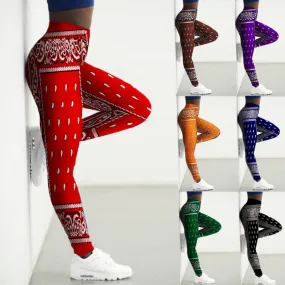 Wjczt 3D Bandana Pattern Printed Sport Leggings Women Yoga Pants Gym Clothing Femme Seamless Leggins for Female Leginsy Damskie