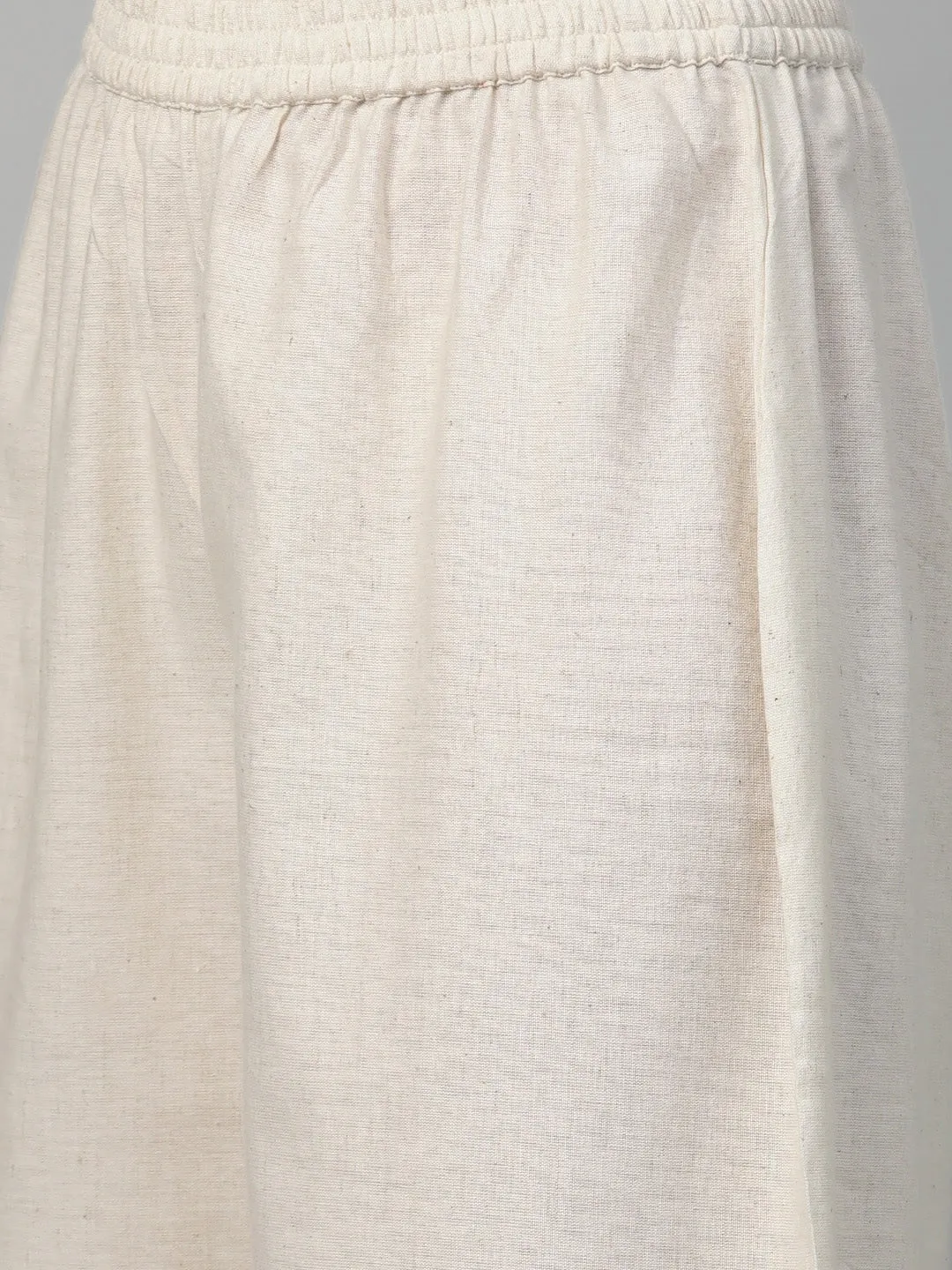 Women Dusty Pink & Off-White Embroidered Kurta Set