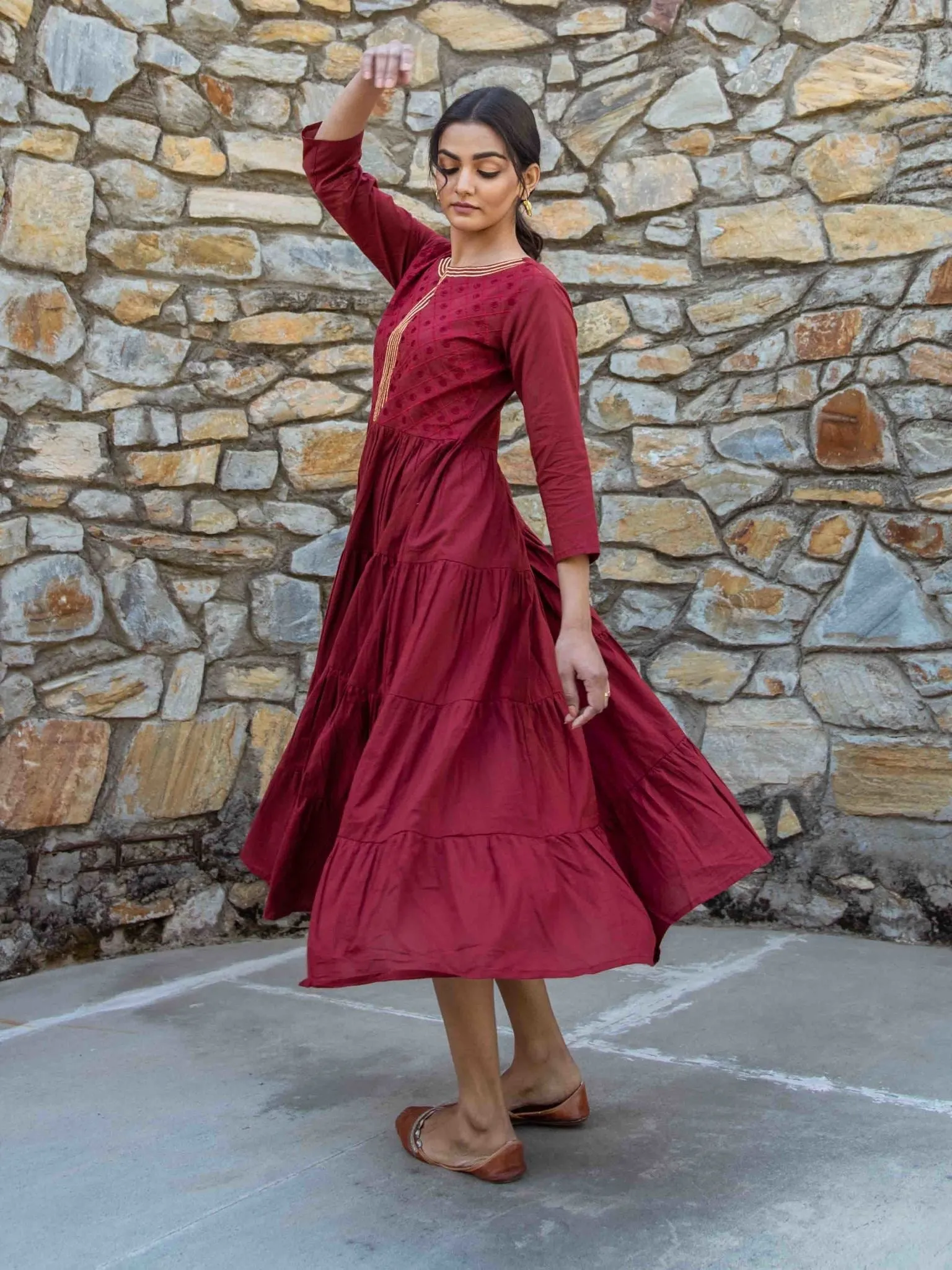 Women Maroon Anarkali Kurta