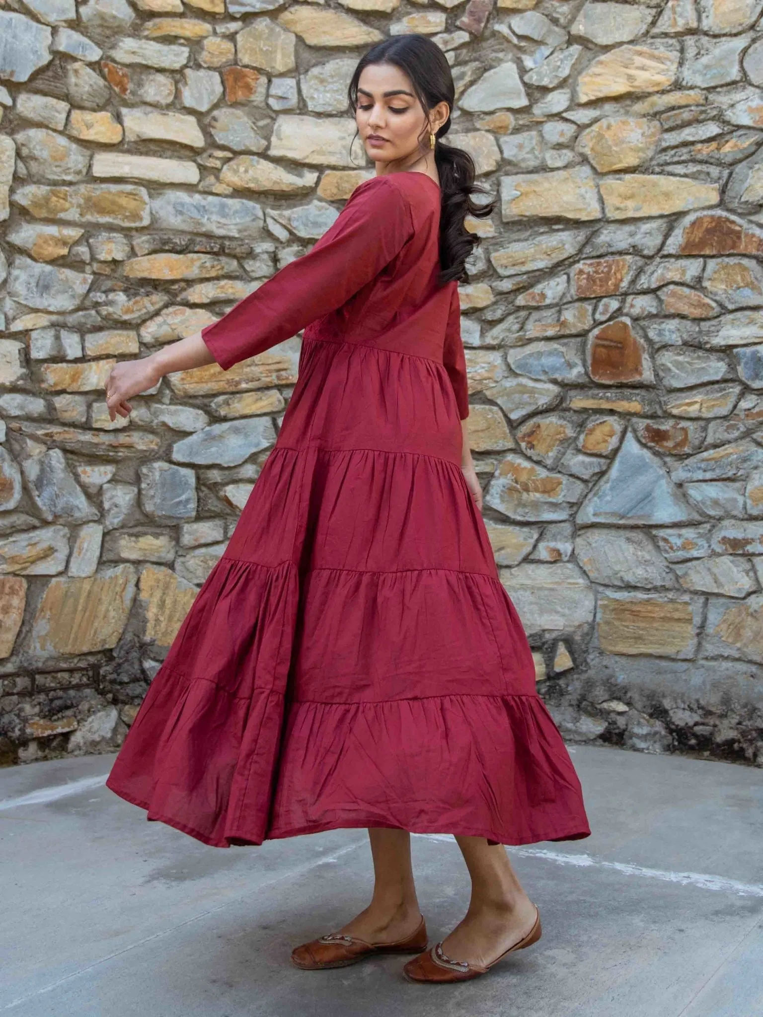 Women Maroon Anarkali Kurta