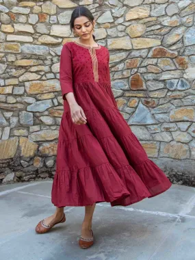 Women Maroon Anarkali Kurta