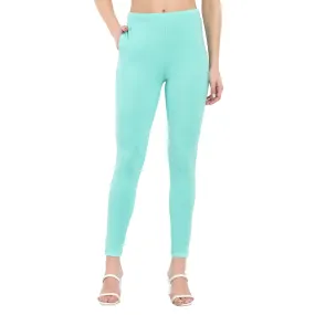 Women Sea Green Regular Legging
