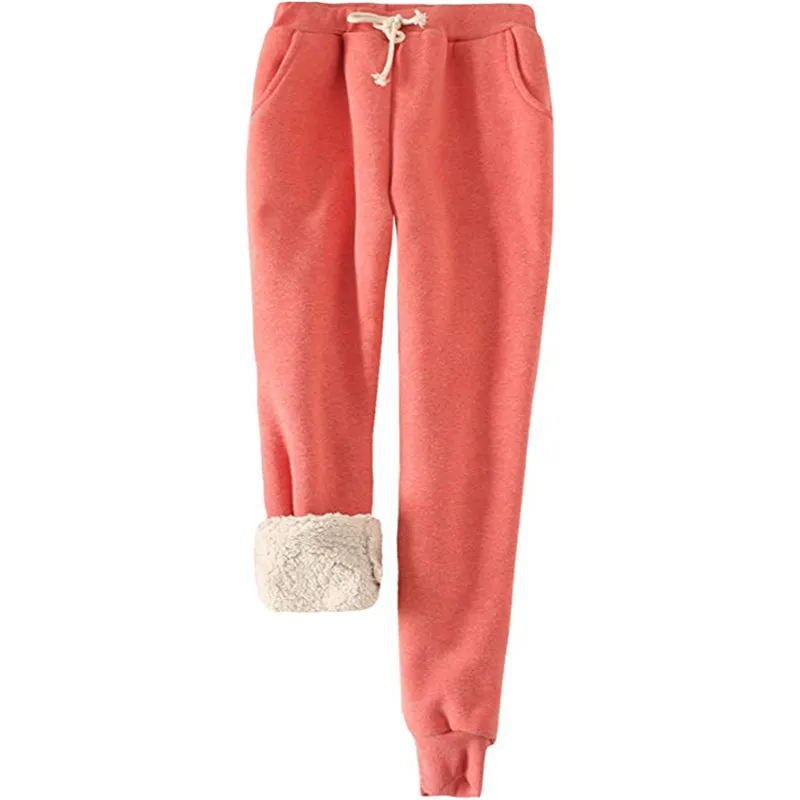 Women's Winter Fleece Sweatpants Running Active Thermal Sherpa Lined Jogger Pants With Candy Colors