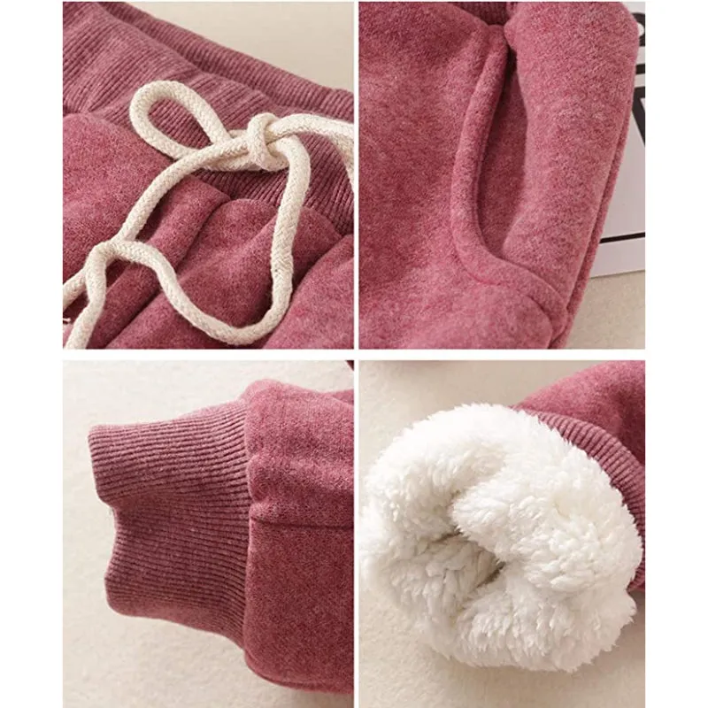 Women's Winter Fleece Sweatpants Running Active Thermal Sherpa Lined Jogger Pants With Candy Colors