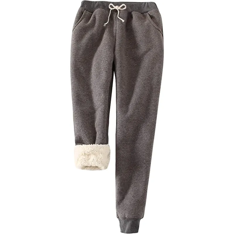 Women's Winter Fleece Sweatpants Running Active Thermal Sherpa Lined Jogger Pants With Candy Colors