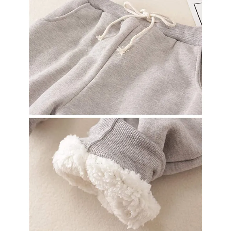 Women's Winter Fleece Sweatpants Running Active Thermal Sherpa Lined Jogger Pants With Candy Colors