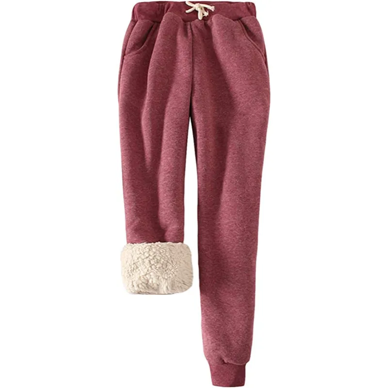 Women's Winter Fleece Sweatpants Running Active Thermal Sherpa Lined Jogger Pants With Candy Colors