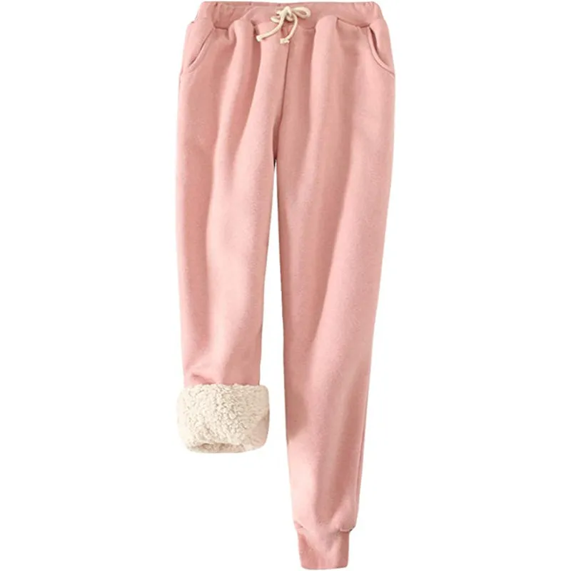 Women's Winter Fleece Sweatpants Running Active Thermal Sherpa Lined Jogger Pants With Candy Colors