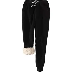 Women's Winter Fleece Sweatpants Running Active Thermal Sherpa Lined Jogger Pants With Candy Colors