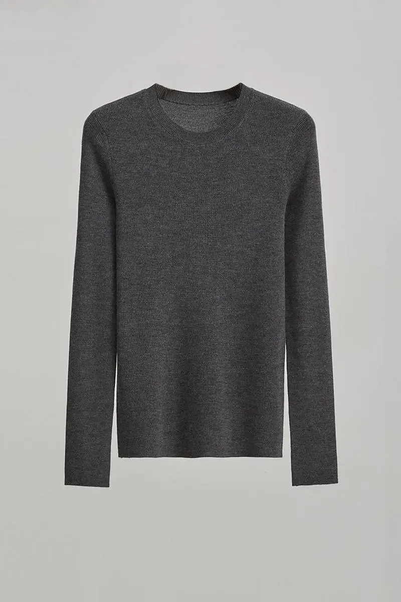 Wool Silk Blend Crew Neck Sweater
