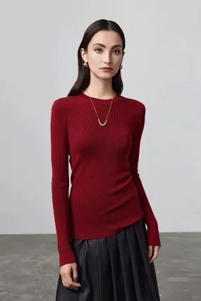 Wool Silk Blend Crew Neck Sweater