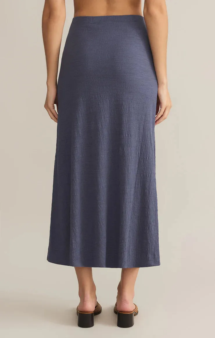 ZSUPPLY Delavine Textured Midi Skirt - Worn Blue
