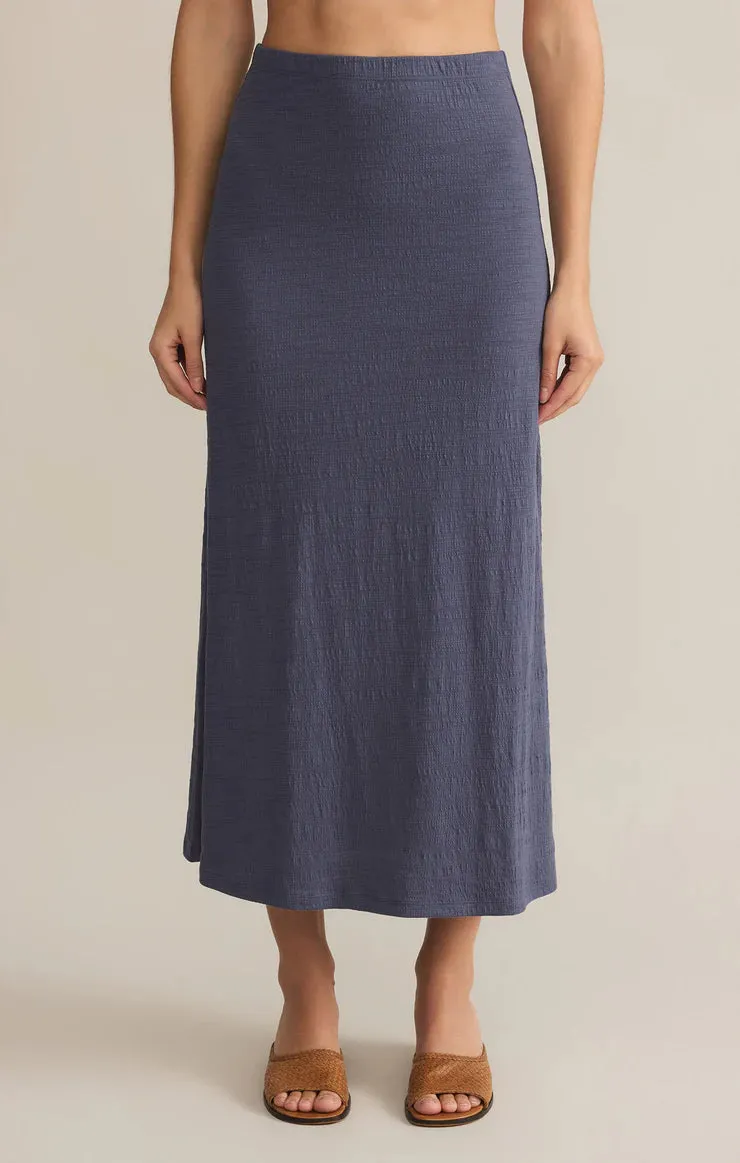 ZSUPPLY Delavine Textured Midi Skirt - Worn Blue