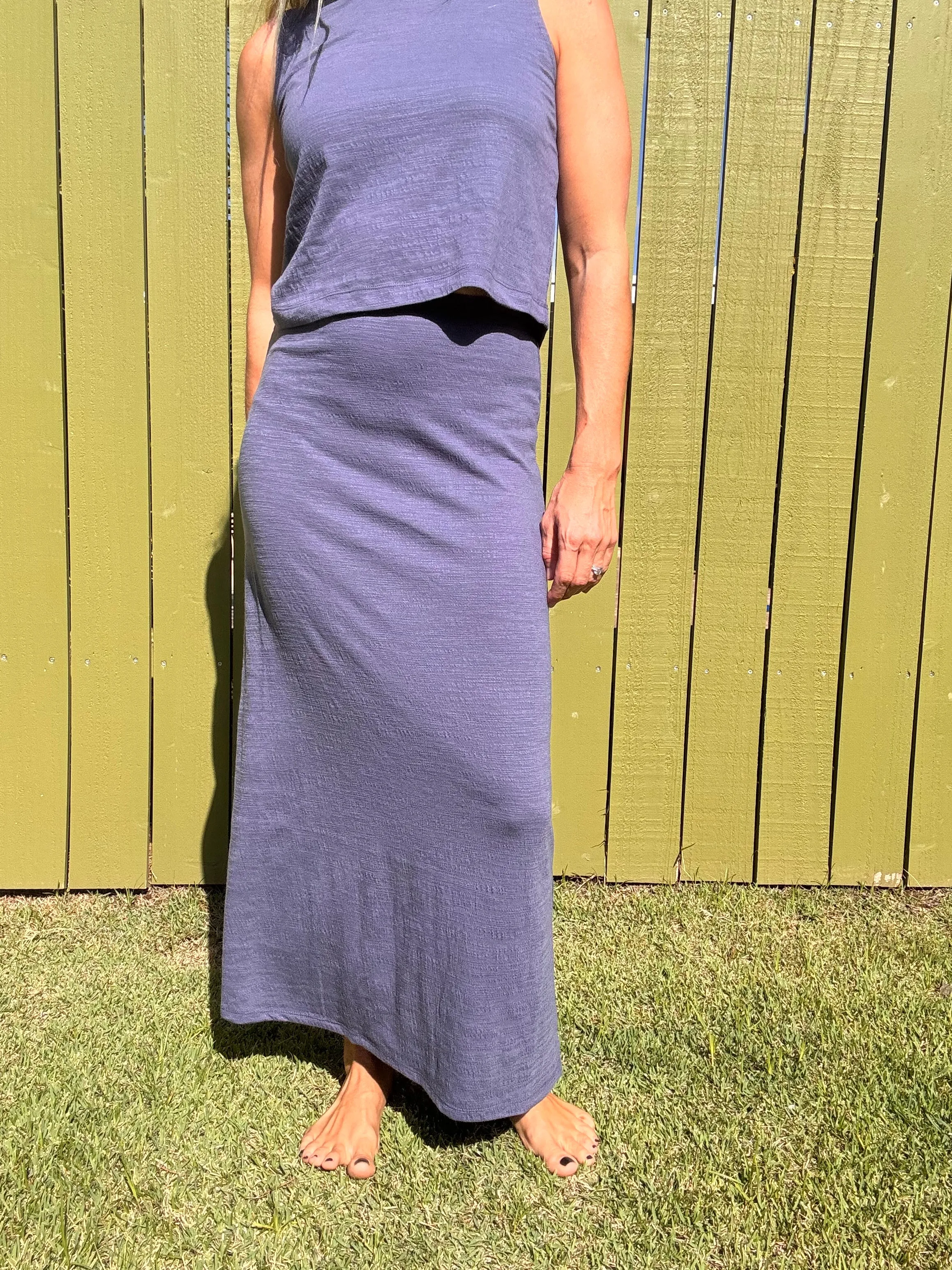 ZSUPPLY Delavine Textured Midi Skirt - Worn Blue