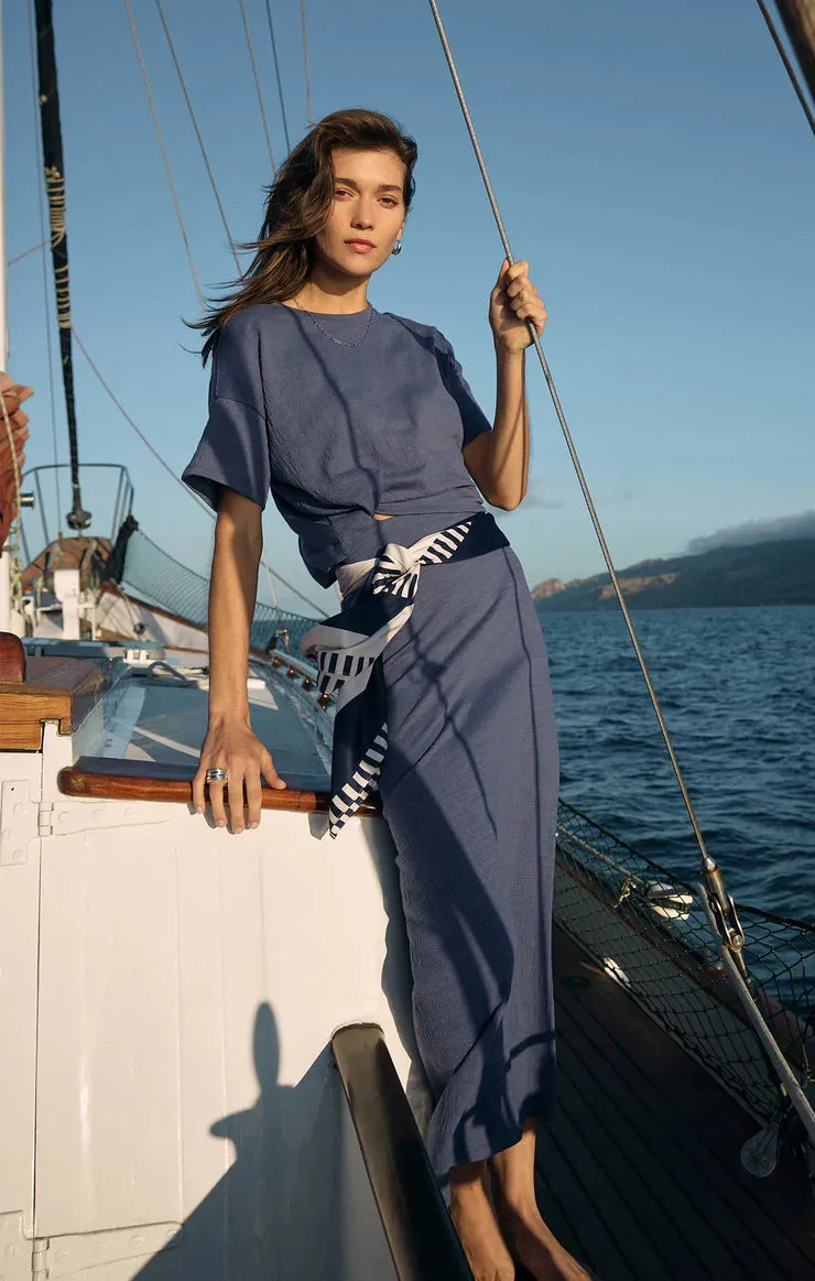 ZSUPPLY Delavine Textured Midi Skirt - Worn Blue