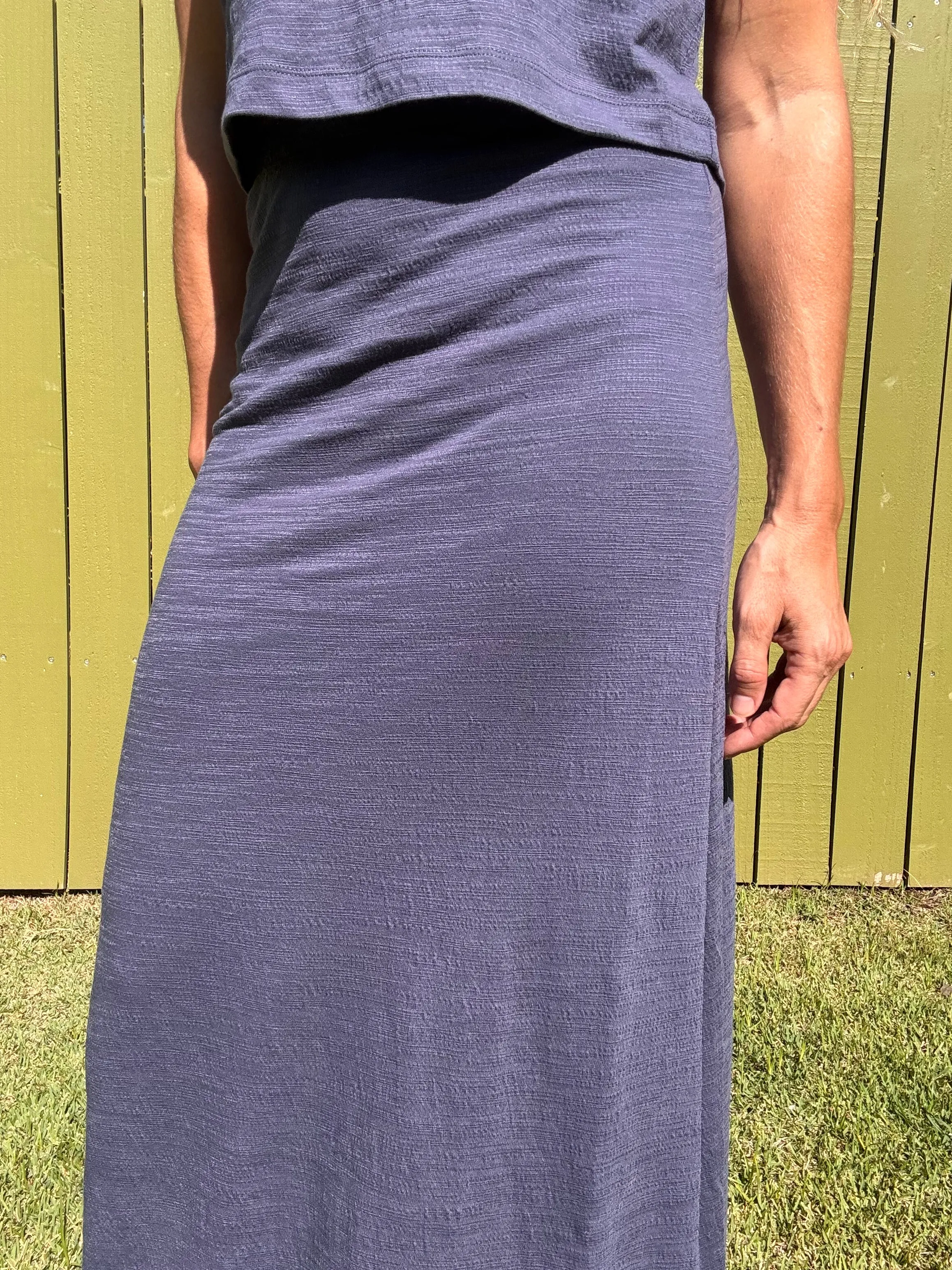 ZSUPPLY Delavine Textured Midi Skirt - Worn Blue